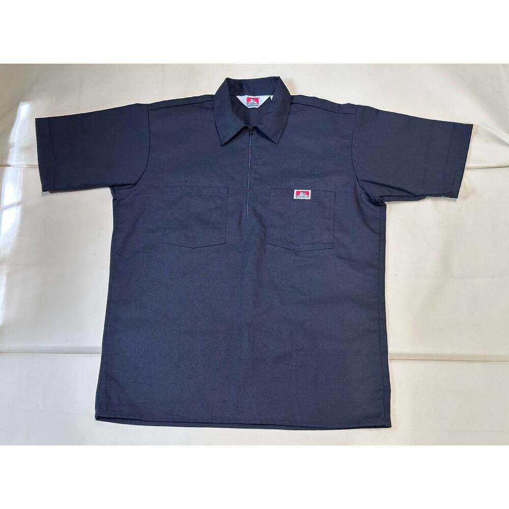 Vintage Ben Davis Shirt Men’s Medium Black 1/2 Zip Shirt USA Workwear Mechanic